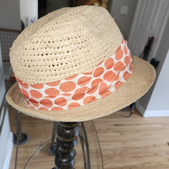 Juicy Couture Straw Hat with Orange Polka Dot Band - Picture 3 of 4